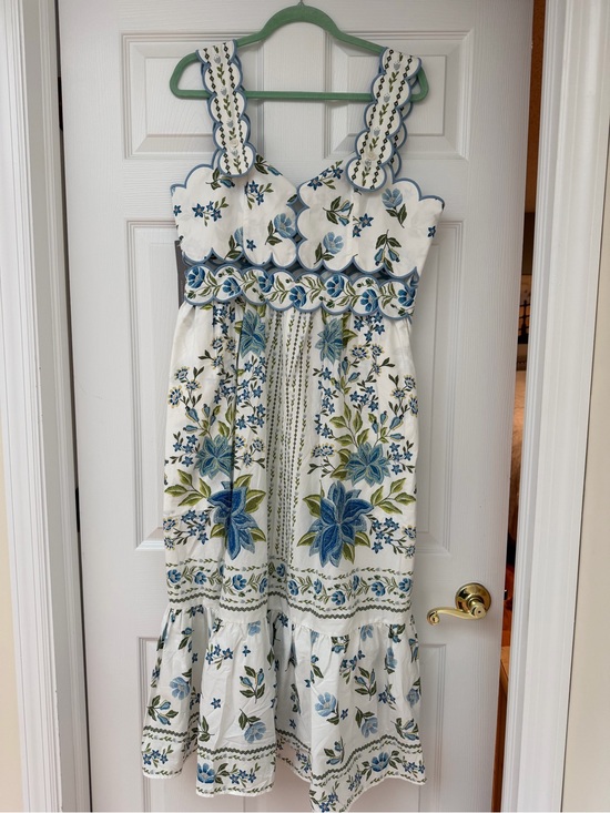 FARM Rio Dresses & Skirts - FARM Rio White Maxi Dress with Blue & Green Floral Embroidery